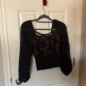 Anthropologie Black Floral Lace Blouse